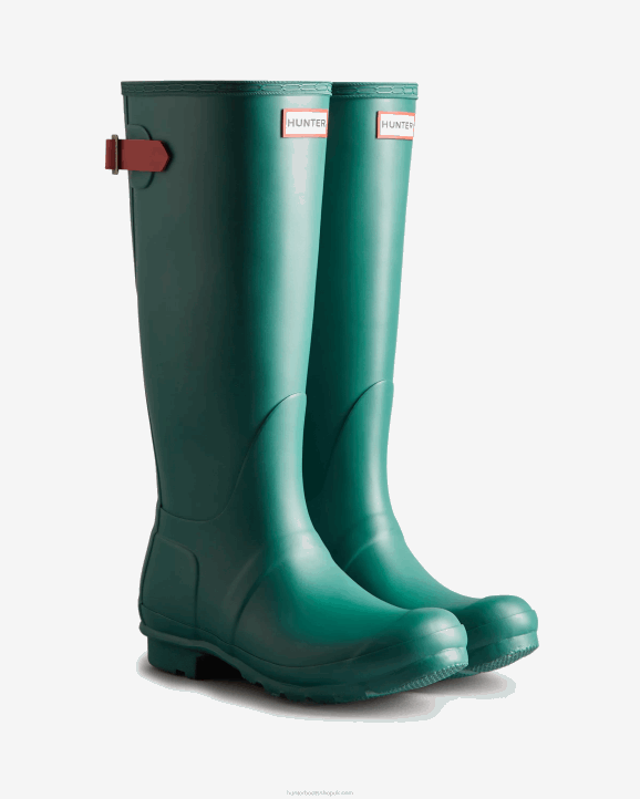 UK Hunter Women Tall Back Adjustable Rain Boots Loch Awe Blue/Glenmore Rose 28BV225
