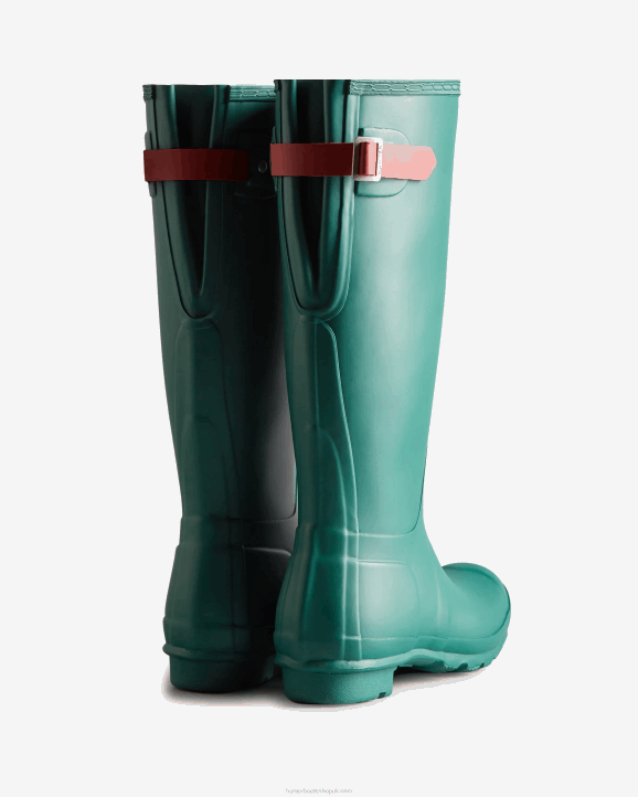 UK Hunter Women Tall Back Adjustable Rain Boots Loch Awe Blue/Glenmore Rose 28BV225