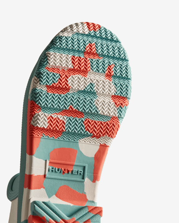 UK Hunter Women Colour Splash Sole Chelsea Boots Birdseye Blue/White Willow/Persimmon Pink 28BV280