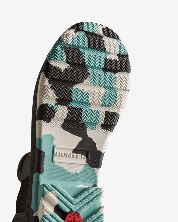 UK Hunter Women Colour Splash Sole Chelsea Boots Black/White Willow/Birseye Blue 28BV130