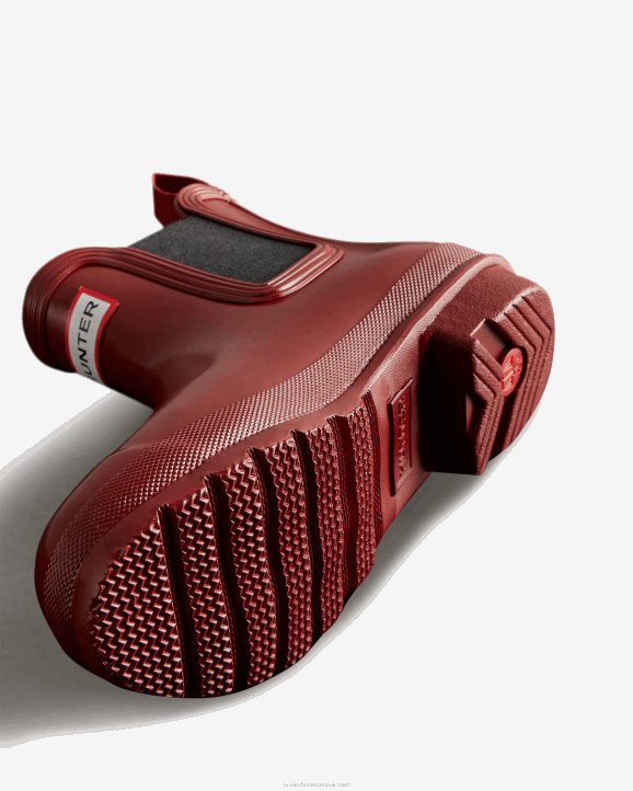 UK Hunter Women Original Gloss Chelsea Boots Fall Red/Black 28BV175