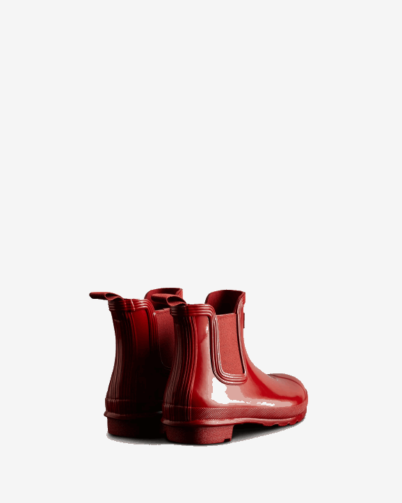UK Hunter Women Original Gloss Chelsea Boots Military Red 28BV215