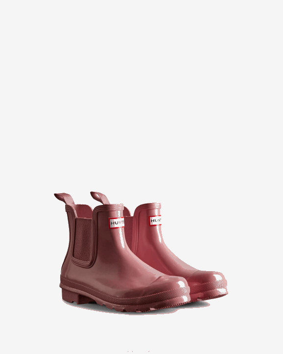 UK Hunter Women Original Gloss Chelsea Boots Tufted Purple 28BV157