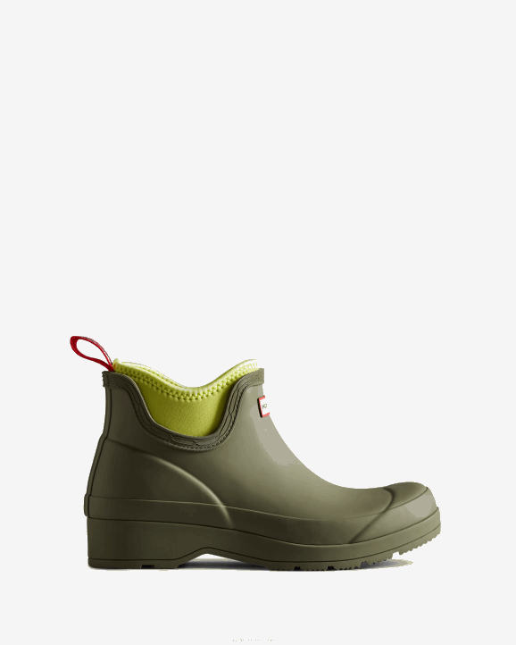 UK Hunter Women Play Neoprene Chelsea Boots Lichen Green/Zesty Yellow 28BV54