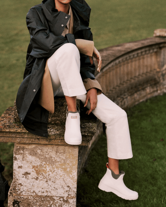 UK Hunter Women Play Neoprene Chelsea Boots Shaded White/Lichen Green 28BV4