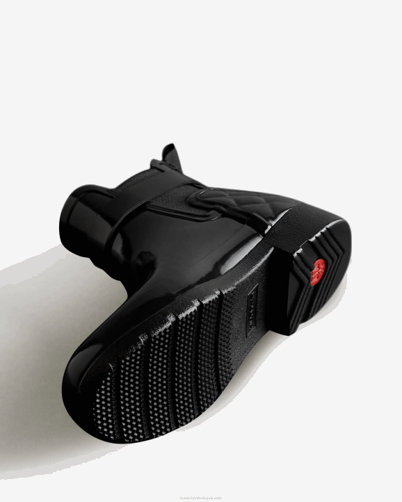 UK Hunter Women Refined Slim Fit Quilted Gloss Chelsea Boots Black 28BV309