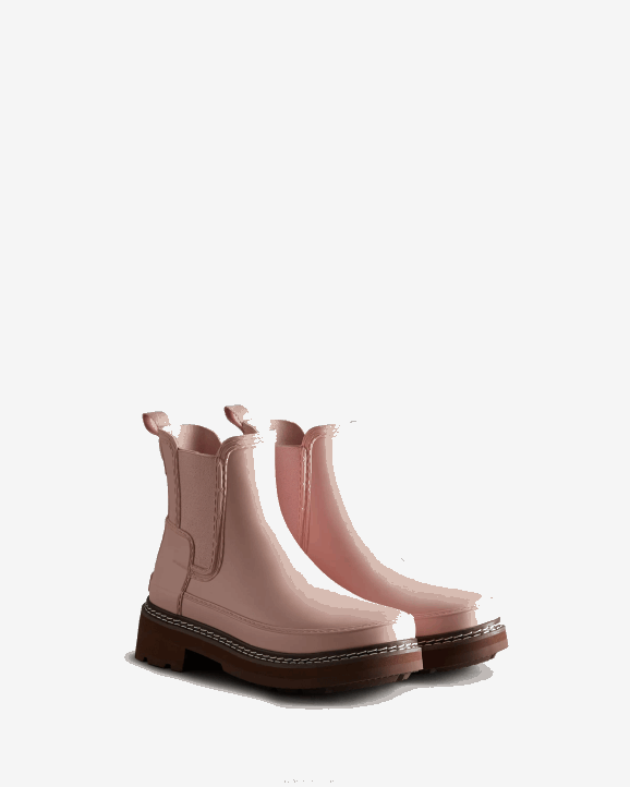 UK Hunter Women Refined Stitch Detail Chelsea Boots Azalea Pink 28BV218