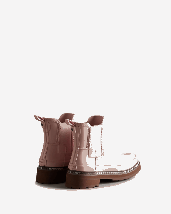 UK Hunter Women Refined Stitch Detail Chelsea Boots Azalea Pink 28BV218