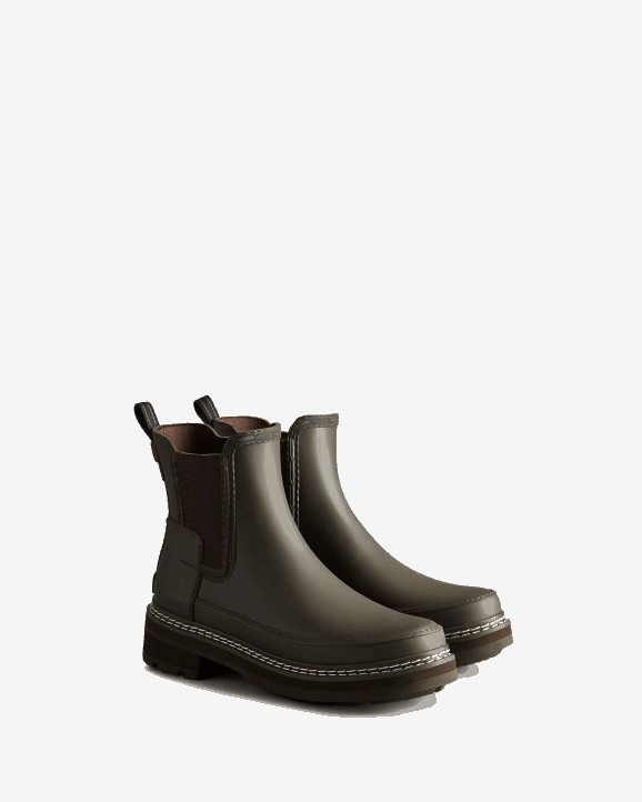 UK Hunter Women Refined Stitch Detail Chelsea Boots Bitter Chocolate 28BV313