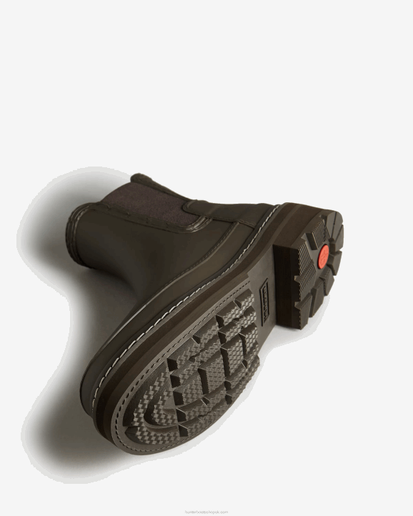 UK Hunter Women Refined Stitch Detail Chelsea Boots Bitter Chocolate 28BV313