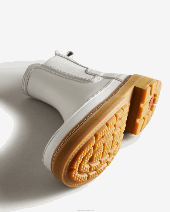 UK Hunter Women Refined Stitch Detail Chelsea Boots Spurrey White 28BV219