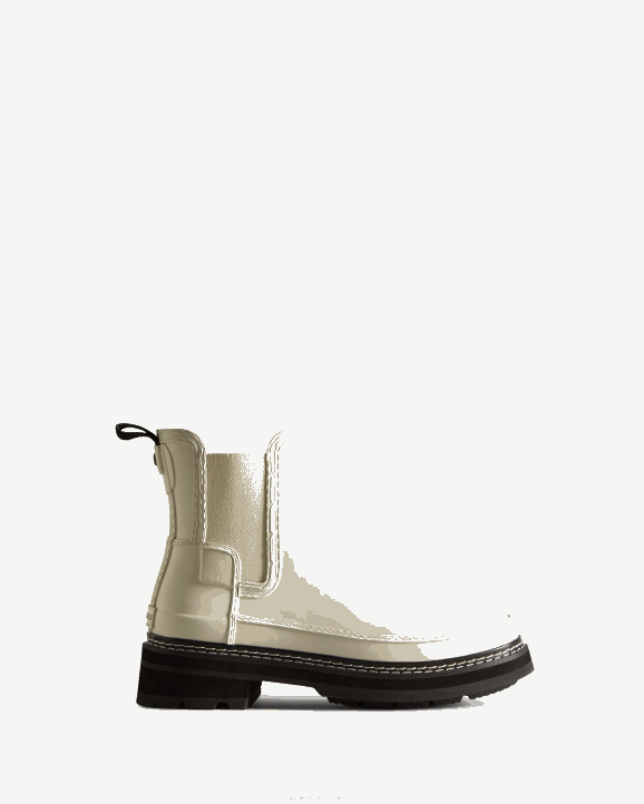 UK Hunter Women Refined Stitch Detail Chelsea Boots White Willow/Black 28BV159