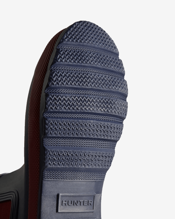 UK Hunter Women Rowing Blazers Zig Zag Chelsea Boots Evening Blue/Sundried Red 28BV185