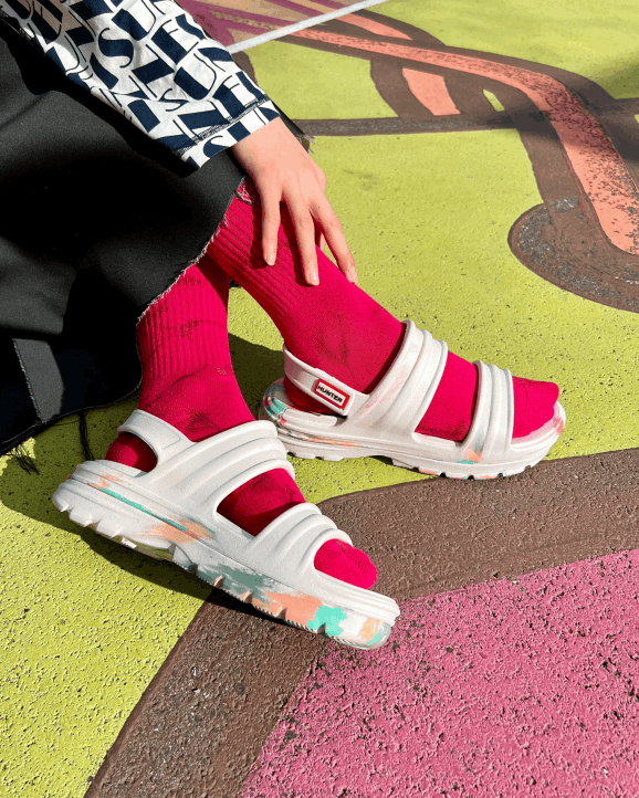 UK Hunter Women Bloom Marble Sandal White 28BV244