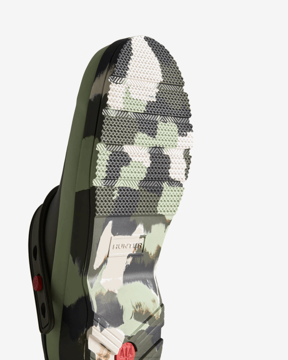 UK Hunter Women Play Colour Splash Sole Strap Clogs Dark Olive/Everglade Green/Black/Shaded White 28BV252