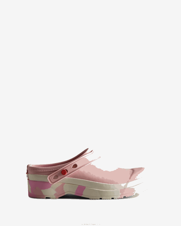UK Hunter Women Play Colour Splash Sole Strap Clogs Faded Rose/Shaded White/Pink Fizz/Skimming Stone 28BV253