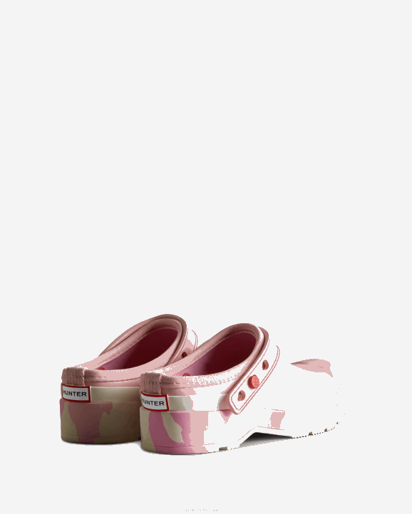 UK Hunter Women Play Colour Splash Sole Strap Clogs Faded Rose/Shaded White/Pink Fizz/Skimming Stone 28BV253