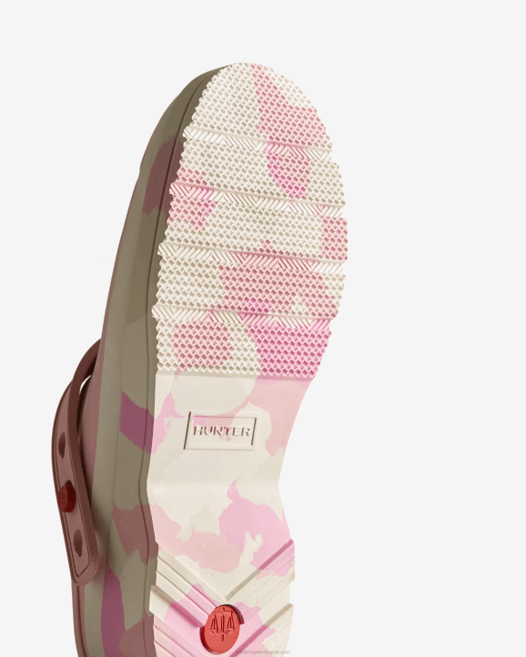 UK Hunter Women Play Colour Splash Sole Strap Clogs Faded Rose/Shaded White/Pink Fizz/Skimming Stone 28BV253