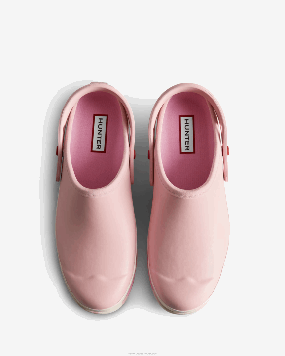 UK Hunter Women Play Colour Splash Sole Strap Clogs Faded Rose/Shaded White/Pink Fizz/Skimming Stone 28BV253