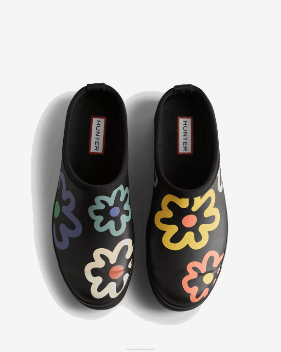 UK Hunter Women Play Flower Pop Print Clogs Flower Pop Print 28BV116