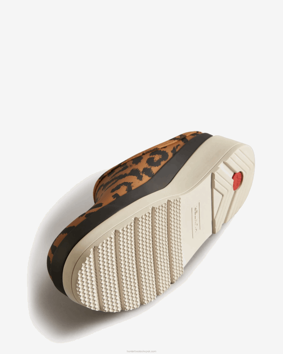 UK Hunter Women Play Hybrid Leopard Print Clogs Black/Cast 28BV201