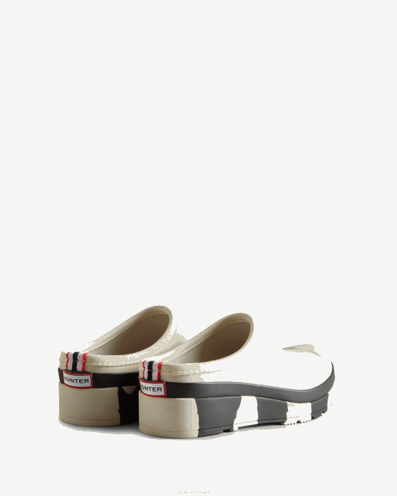UK Hunter Women Play Striped Sole Clogs White Willow/Black 28BV250