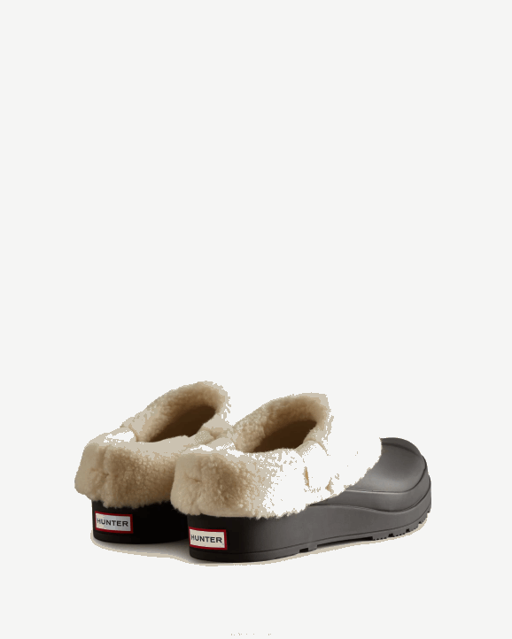 UK Hunter Women Play Vegan Shearling Insulated Clogs Black 28BV258