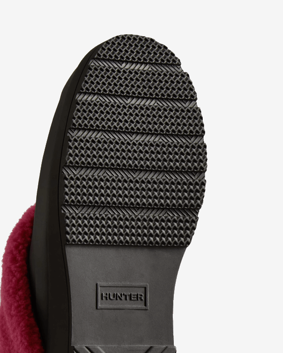 UK Hunter Women Play Vegan Shearling Insulated Clogs Black/Prismatic Pink 28BV259