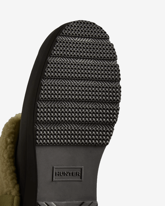 UK Hunter Women Play Vegan Shearling Insulated Clogs Black/Wild Green 28BV260