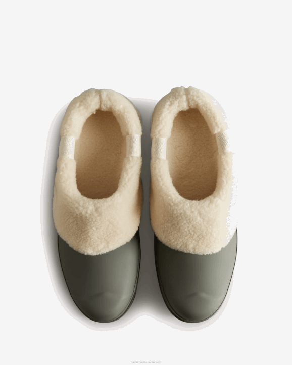 UK Hunter Women Play Vegan Shearling Insulated Clogs Urban Grey 28BV329