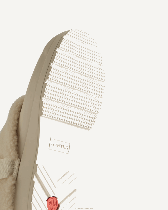 UK Hunter Women Play Vegan Shearling Insulated Clogs White Willow 28BV261