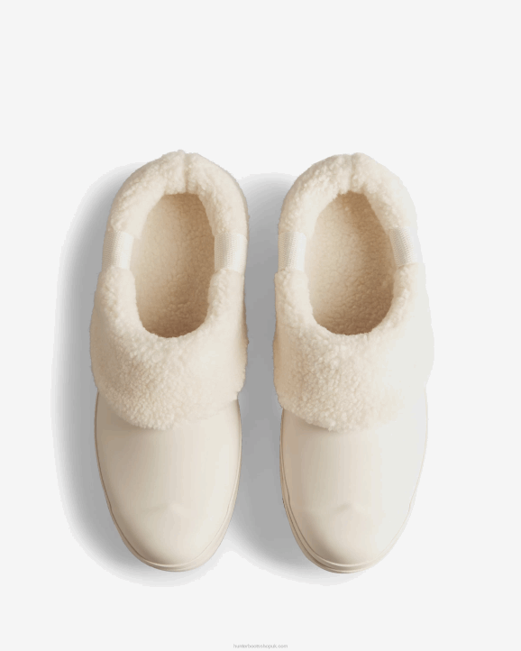 UK Hunter Women Play Vegan Shearling Insulated Clogs White Willow 28BV261