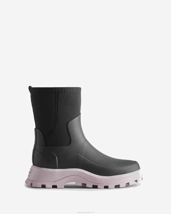 UK Hunter Women City Explorer Short Neoprene Boots Black/Tempered Mauve 28BV163