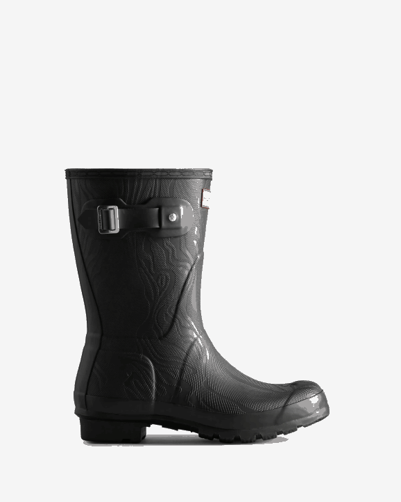 UK Hunter Women Erosion Texture Short Rain Boots Erosion Texture Black 28BV182