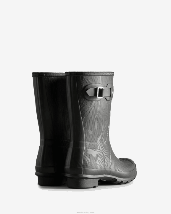 UK Hunter Women Erosion Texture Short Rain Boots Erosion Texture Black 28BV182