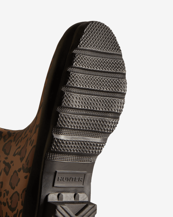 UK Hunter Women Leopard Print Short Rain Boots Rich Tan/Saddle/Black 28BV128