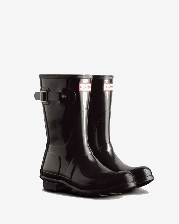 UK Hunter Women Original Short Gloss Rain Boots Black 28BV15