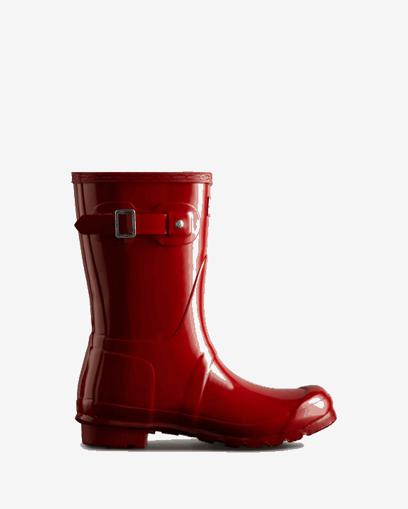 UK Hunter Women Original Short Gloss Rain Boots Military Red 28BV74