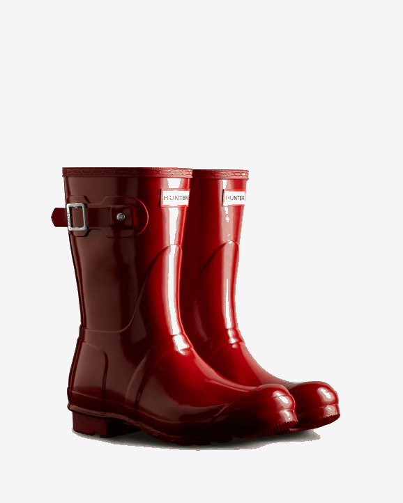 UK Hunter Women Original Short Gloss Rain Boots Military Red 28BV74