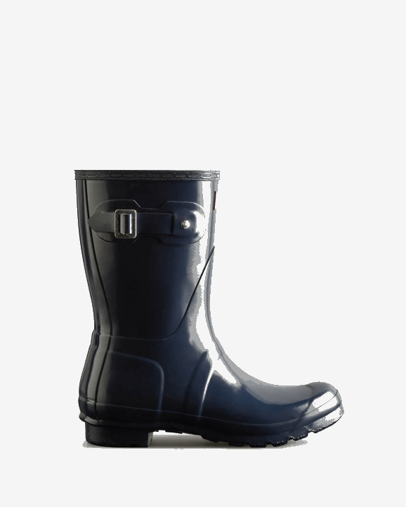 UK Hunter Women Original Short Gloss Rain Boots Navy 28BV75