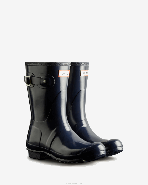 UK Hunter Women Original Short Gloss Rain Boots Navy 28BV75