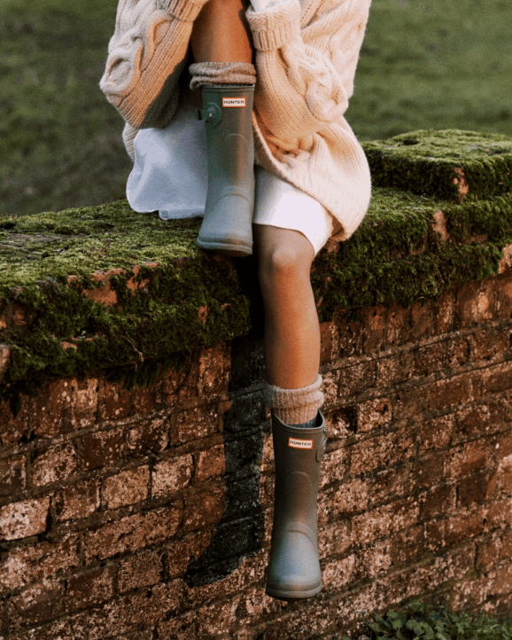 UK Hunter Women Original Short Rain Boots Olive Leaf 28BV76