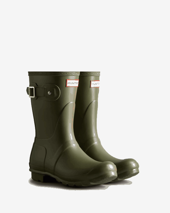 UK Hunter Women Original Short Rain Boots Olive Leaf 28BV76