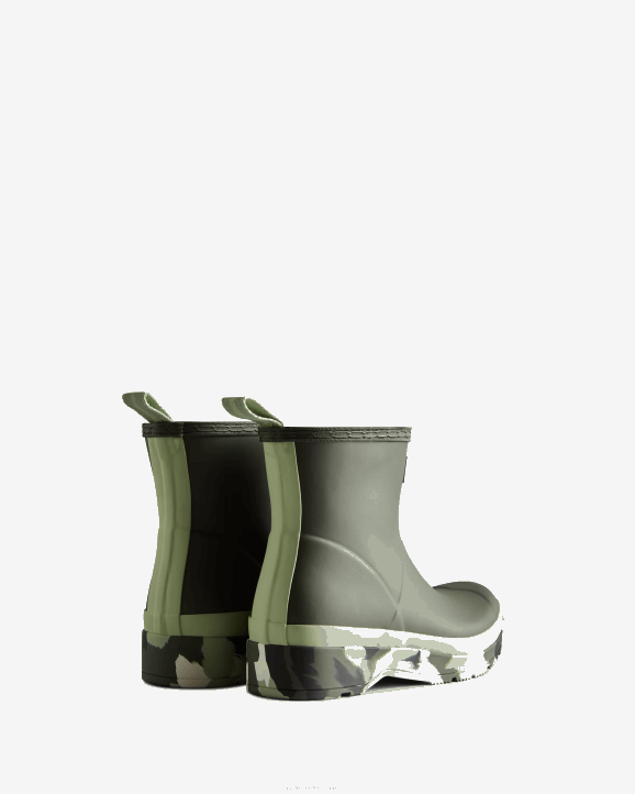UK Hunter Women Play Short Colour Splash Sole Rain Boots Dark Olive/Everglade Green/Black/Shaded White 28BV52