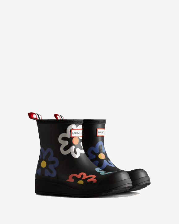 UK Hunter Women Play Short Flower Pop Print Rain Boots Flower Pop Print 28BV90