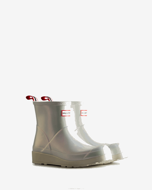 UK Hunter Women Play Short Nebula Rain Boots Silver 28BV31