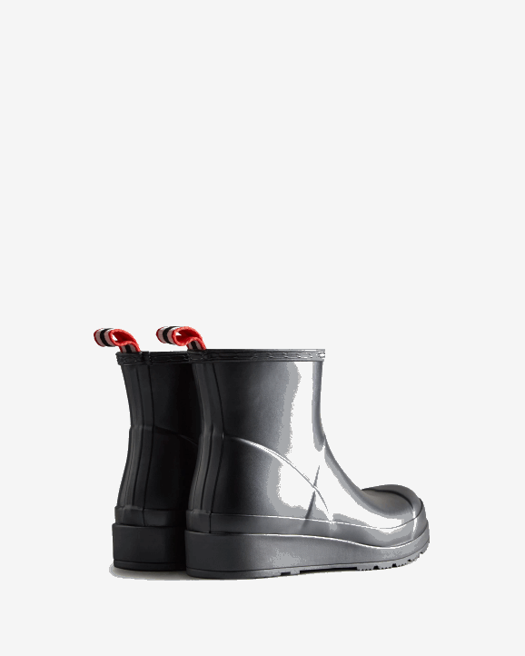 UK Hunter Women Play Short Pearlized Rain Boots Black 28BV30