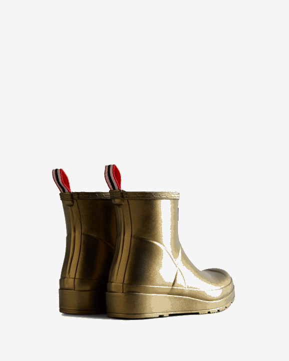 UK Hunter Women Play Short Pearlized Rain Boots Gold 28BV213