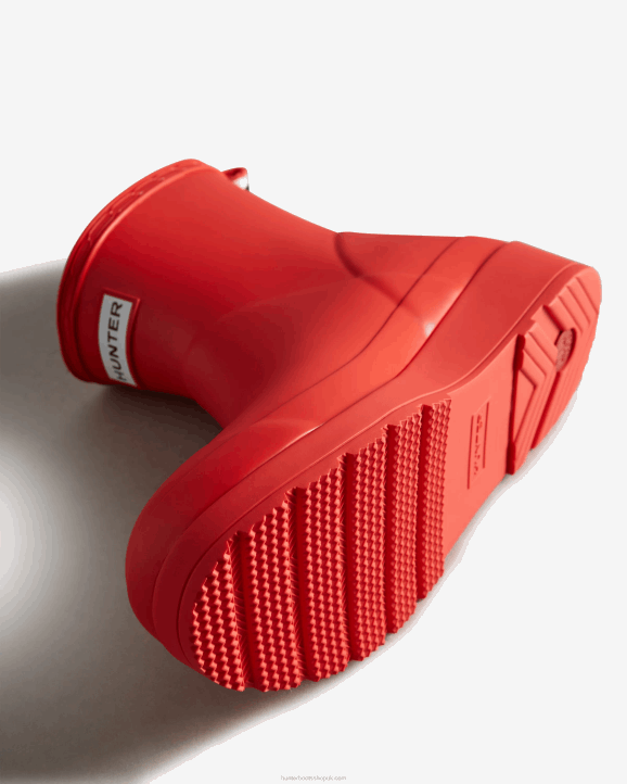 UK Hunter Women Play Short Rain Boots Logo Red 28BV33