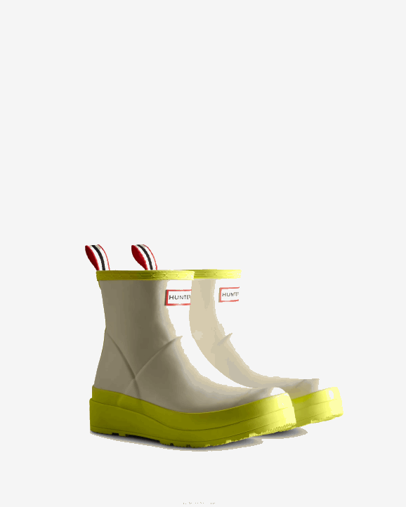 UK Hunter Women Play Short Rain Boots Shaded White/Zesty Yellow 28BV35